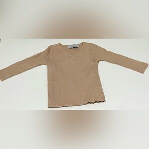 Kids Tan Ribbed Long Sleeve Top Size 2